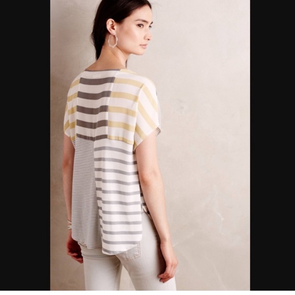 Anthropologie One September Madrigal Black White Striped Top - Picture 2 of 3